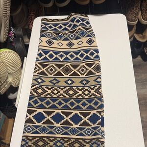 LuLaRoe Blue, Cream & Brown Aztec Pencil Skirt